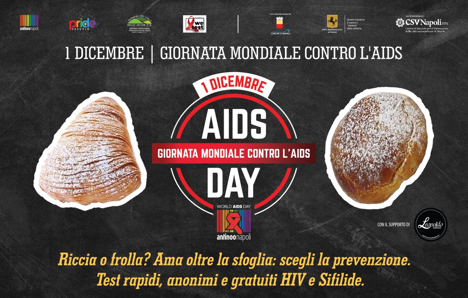 Giornata Mondiale di Lotta all’AIDS. A Napoli il test gratuito con sfogliatella